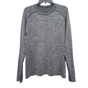 Lululemon Seamless Long Sleeve Tee Heathered Gray Stripe Medium GUC